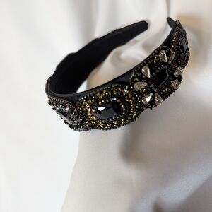 Elegant Comfy Headband Black, Clear & Gold Crystal Artistry Boutique Durable New